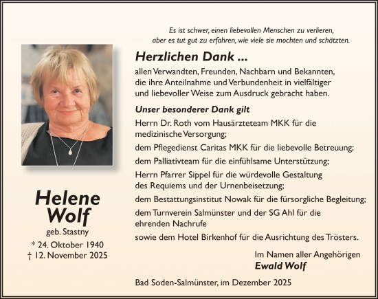 Traueranzeige von Helene Wolf von FZ