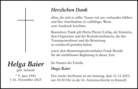 Traueranzeige von Helga Baier von FZ