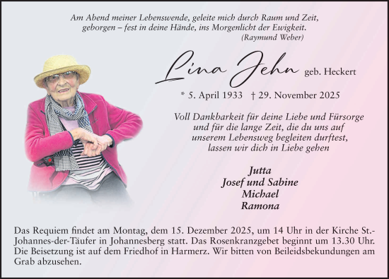 Traueranzeige von Johanna Lehn von FZ