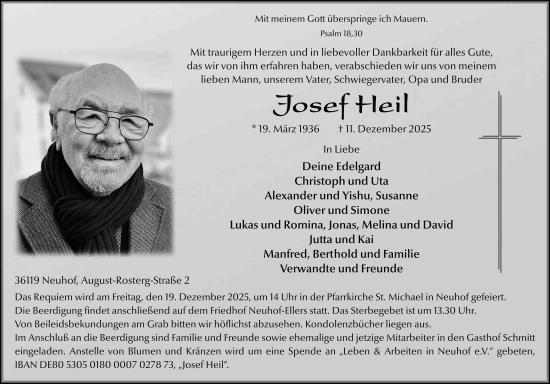 Traueranzeige von Josef Heil von FZ