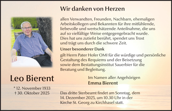 Traueranzeige von Leo Bierent von FZ