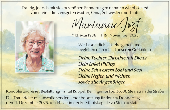 Traueranzeige von Marianne Jost von FZ