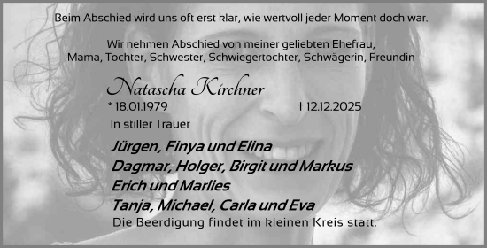 Traueranzeige von Natascha Kirchner von FZ