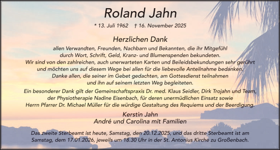 Traueranzeige von Roland Jahn von FZ