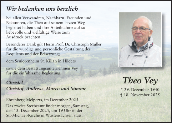 Traueranzeige von Theo Vey von FZ