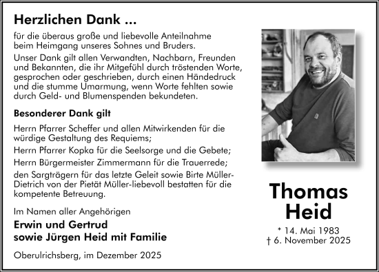 Traueranzeige von Thomas Heid von FZ