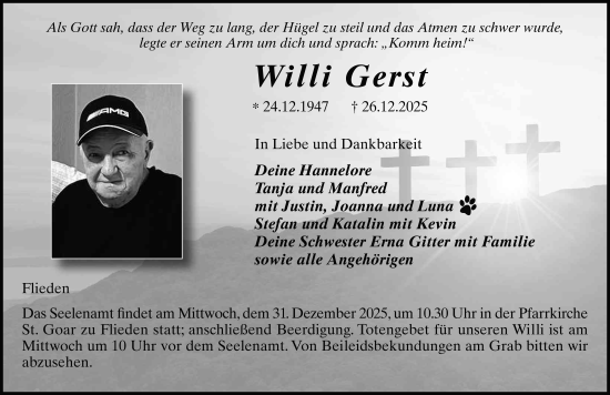 Traueranzeige von Willi Gerst von FZ