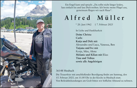 Traueranzeige von Alfred Müller von FZ