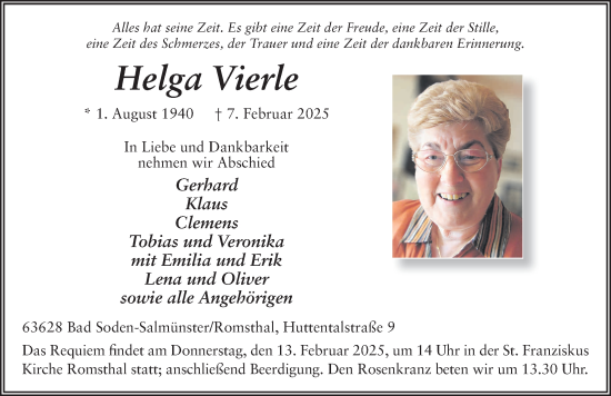Traueranzeige von Helga Vierle von FZ