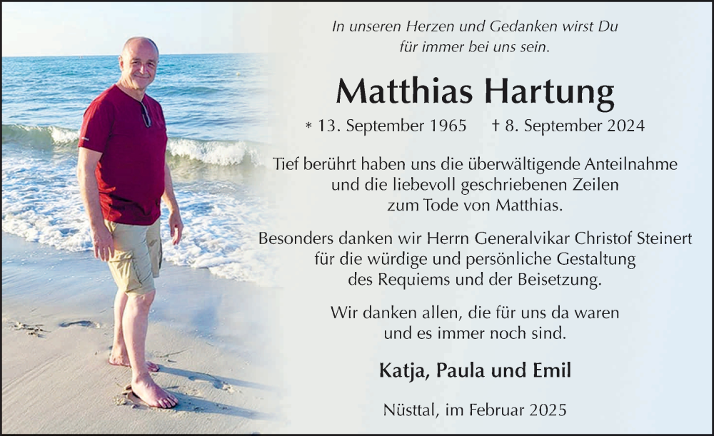  Traueranzeige für Matthias Hartung vom 15.02.2025 aus FZ
