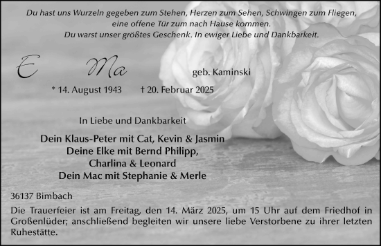 Traueranzeige von Erika Maibauer von FZ