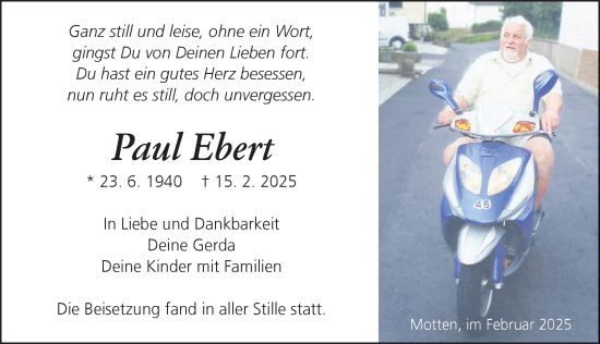 Traueranzeige von Paul Ebert von FZ