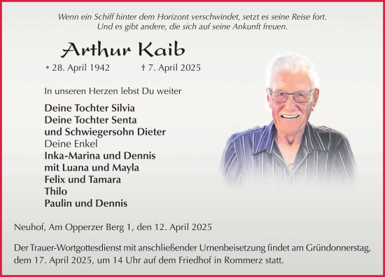 Traueranzeige von Arthur Kaib von FZ