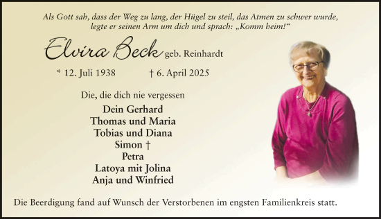Traueranzeige von Elvira Beck von FZ