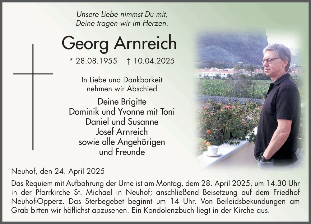  Traueranzeige für Georg Arnreich vom 24.04.2025 aus FZ