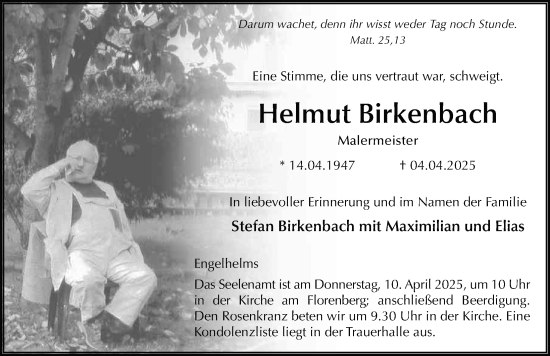 Traueranzeige von Helmut Birkenbach von FZ