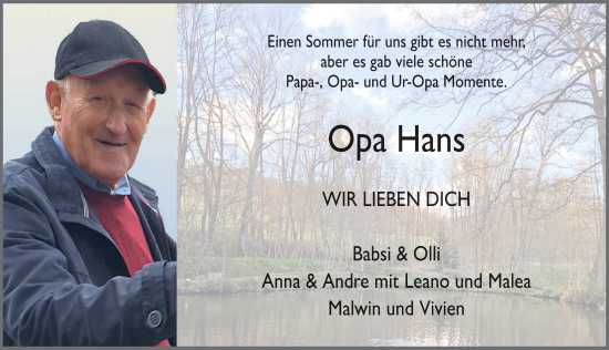 Traueranzeige von Johann Marburger von FZ