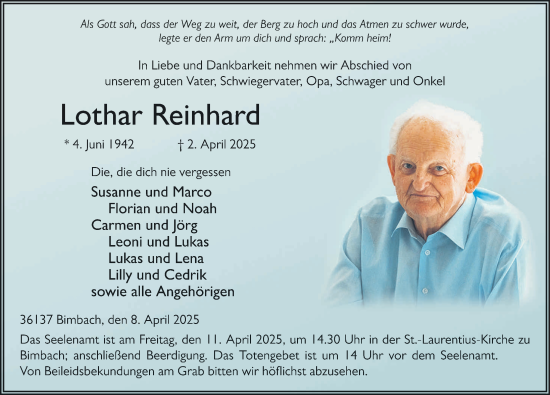 Traueranzeige von Lothar Reinhard von FZ