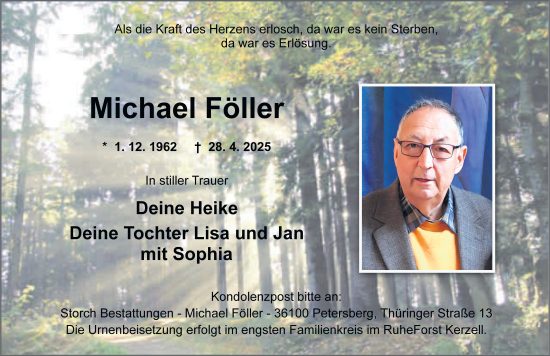 Traueranzeige von Michael Föller von FZ