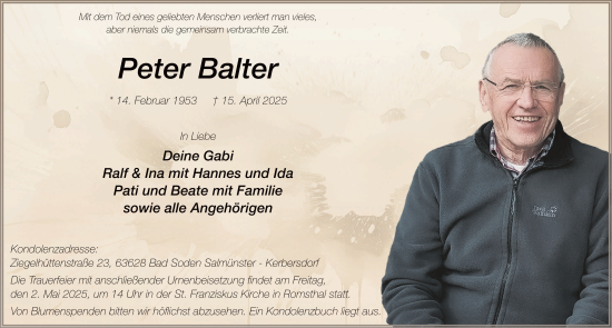 Traueranzeige von Peter Balter von FZ