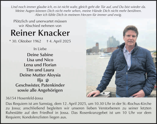 Traueranzeige von Reiner Knacker von FZ