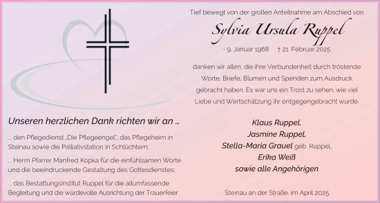 Traueranzeige von Sylvia Ursula Ruppel von FZ