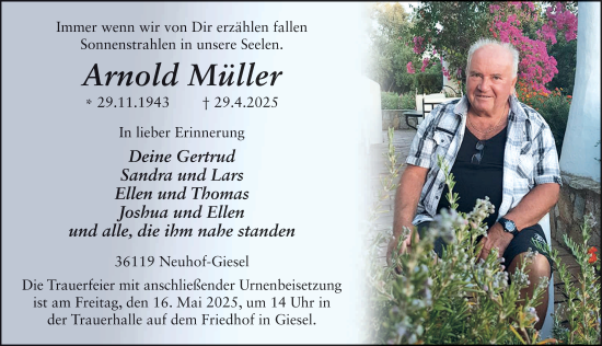 Traueranzeige von Arnold Müller von FZ