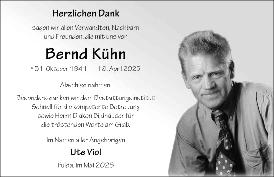 Traueranzeige von Bernd Kühn von FZ