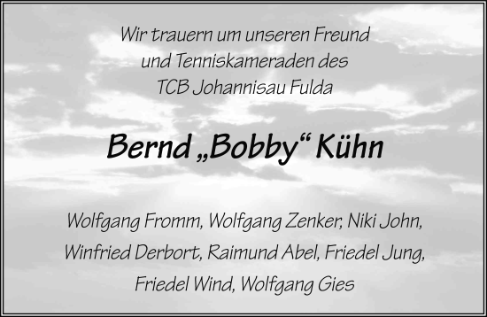 Traueranzeige von Bernd Kühn von FZ