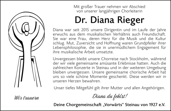 Traueranzeige von Diana Rieger von FZ