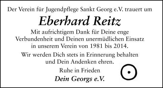 Traueranzeige von Eberhard Reitz von FZ