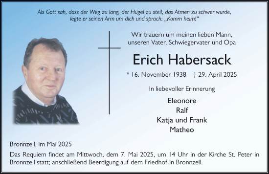 Traueranzeige von Erich Habersack von FZ