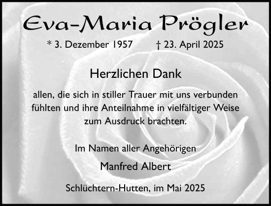 Traueranzeige von Eva-Maria Prögler von FZ
