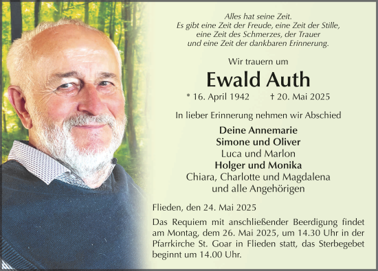 Traueranzeige von Ewald Auth von FZ