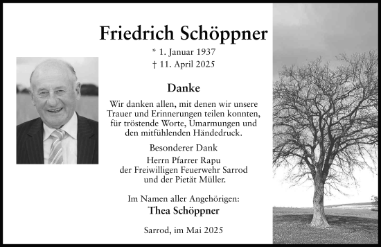 Traueranzeige von Friedrich Schöppner von FZ