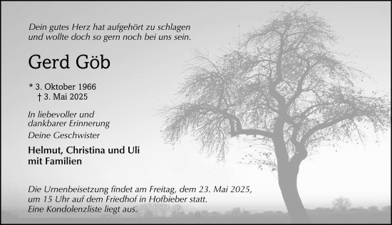 Traueranzeige von Gerd Göb von FZ