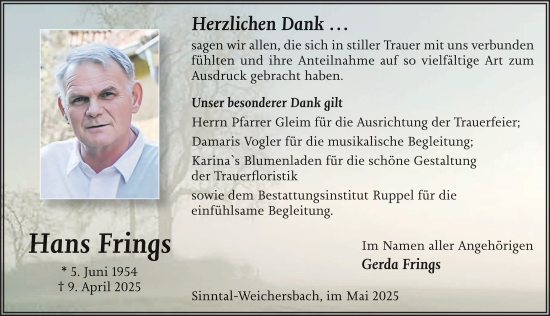 Traueranzeige von Hans Frings von FZ