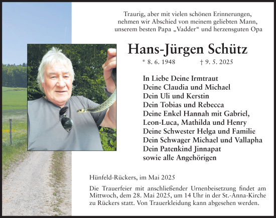 Traueranzeige von Hans-Jürgen Schütz von FZ