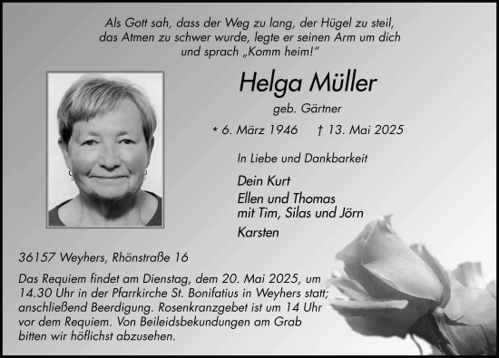 Traueranzeige von Helga Müller von FZ