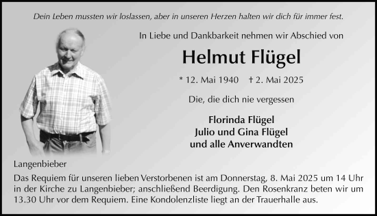 Traueranzeige von Helmut Flügel von FZ