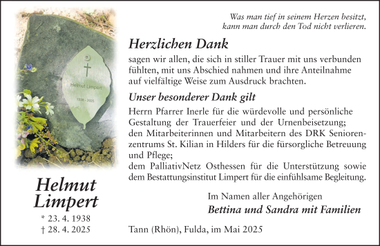 Traueranzeige von Helmut Limpert von FZ