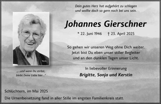 Traueranzeige von Johannes Gierschner von FZ