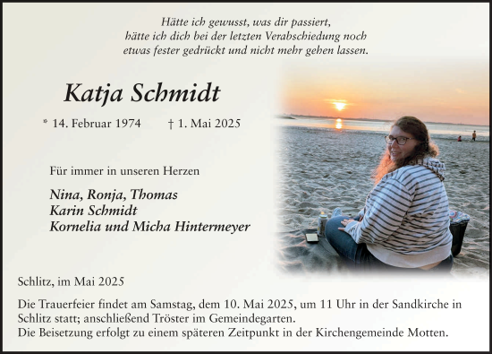 Traueranzeige von Katja Schmidt von FZ