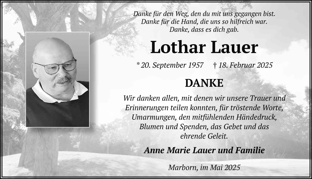  Traueranzeige für Lothar Lauer vom 17.05.2025 aus FZ