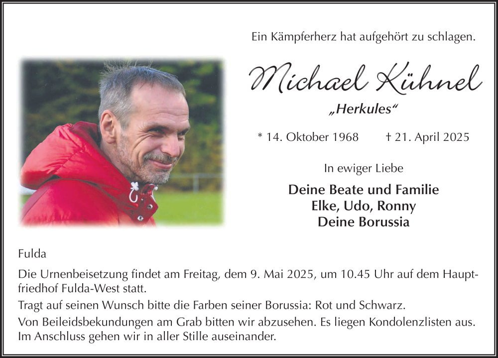  Traueranzeige für Michael Kühnel vom 03.05.2025 aus FZ