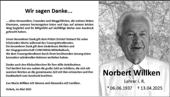 Traueranzeige von Norbert Willken von FZ