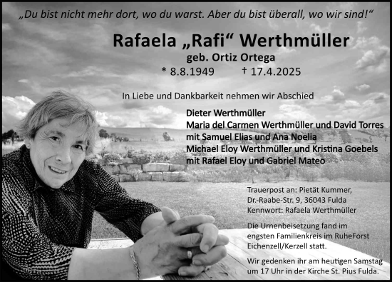 Traueranzeige von Rafaela Werthmüller von FZ