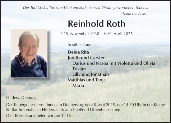 Traueranzeige von Reinhold Roth von FZ