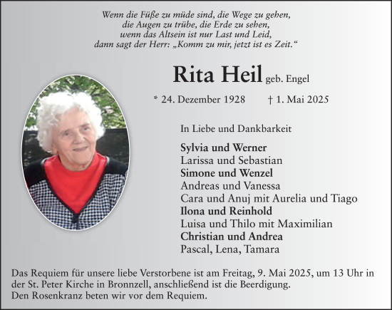 Traueranzeige von Rita Heil von FZ