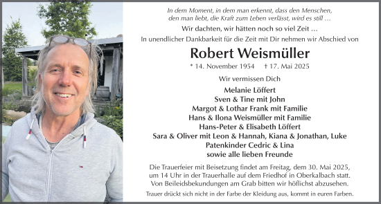 Traueranzeige von Robert Weismüller von FZ